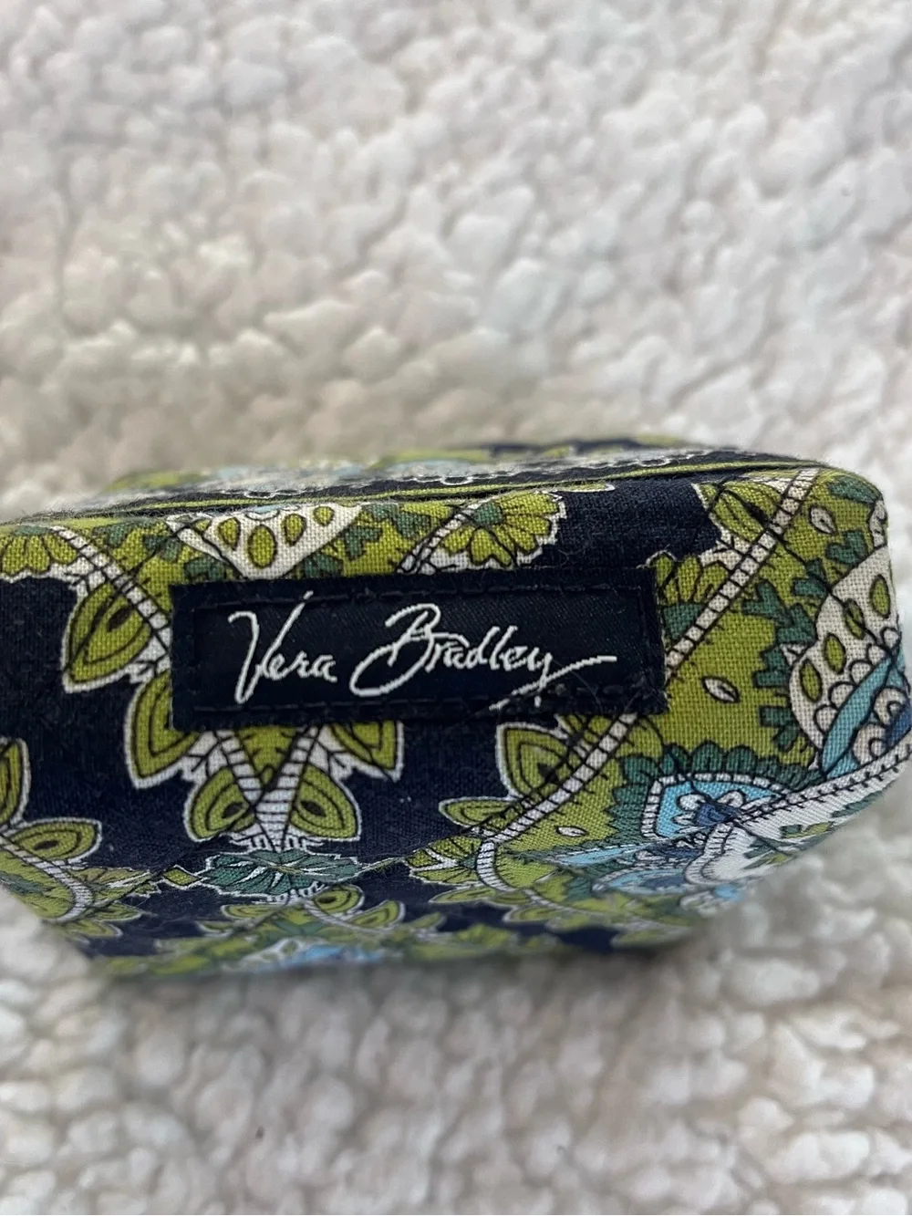 Vera Bradley Quilted Fabric sticky note or Trinket Box - Blue & Green Paisley - Picture 4 of 4